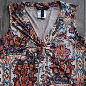 BCBG Maxazria Printed Buttondown Blouse